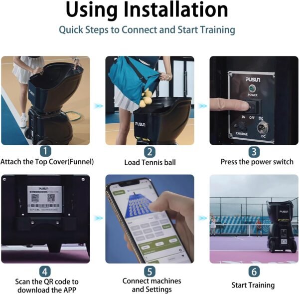 Buy PT-Smart Tennis Ball Machine 12 Training Modes APP Control Custom Programming Portable | Rendan Sport Shop