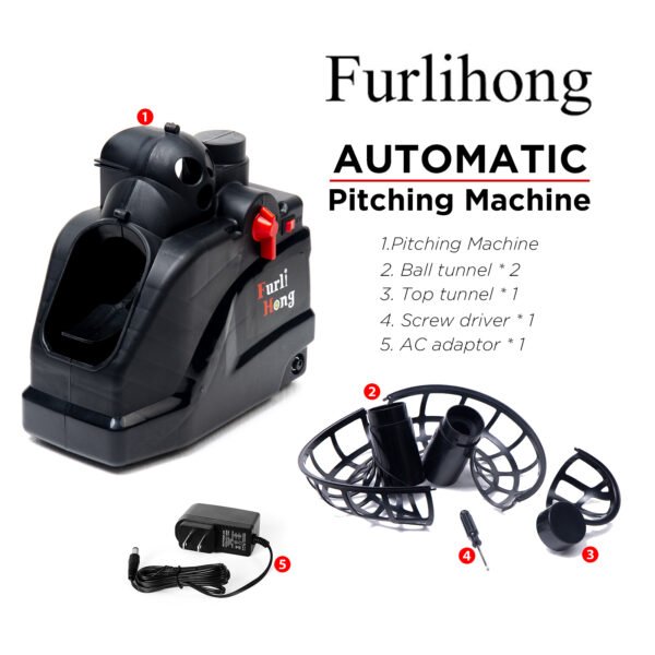 Furlihong 6802BH 2-in-1 Baseball and Tennis Ball Launcher – Battery or AC Powered