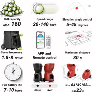 Buy ZenoPlanet PT-9001 Tennis Ball Machine – Portable Programmable, Remote Control, Adjustable Speed | Rendan Sport Shop - Image 4