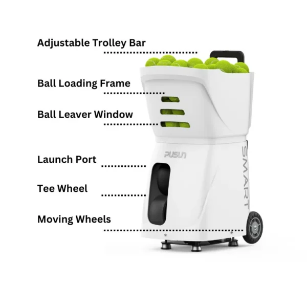 PT-Smart Tennis Ball Machine Portable Battery Powered White