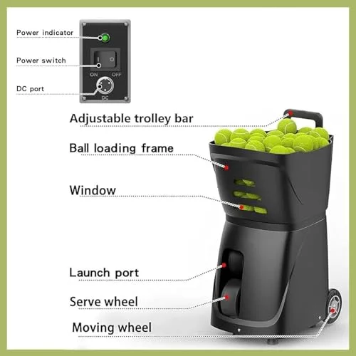 Buy MAHWER Tennis Ball Tosser – Portable Automatic Ball Launcher, APP Control, 100 Ball Capacity (Black)