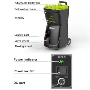 PT-Smart Tennis Ball Machine – Portable Battery Powered (Black) - Image 2