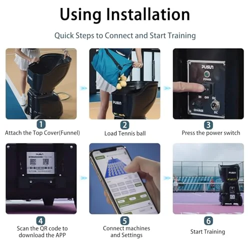 Buy PT-9001Pro Tennis Ball Machine – Professional APP Control, 35 Landing Points, 7-10H Battery