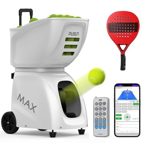 PT MAX C Padel Ball Machine – 140 MPH Automatic Feeder, 145+ Ball Capacity, APP & Remote Control (White) Buy PT MAX C Padel Ball Machine