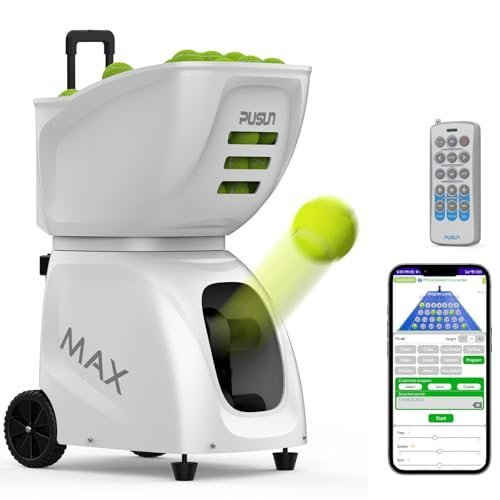 PT-MAX C Tennis Ball Machine – 140 km/h Automatic Serve, 145+ Ball Capacity, APP & Remote Control (White) Buy PT-MAX C Tennis Ball Machine
