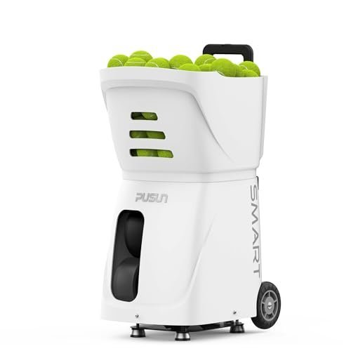PT-Smart Portable Tennis Ball Machine – Automatic Trainer with Adjustable Speed, Angle, and Serve Interval, 100-Ball Capacity, Remote Control –...