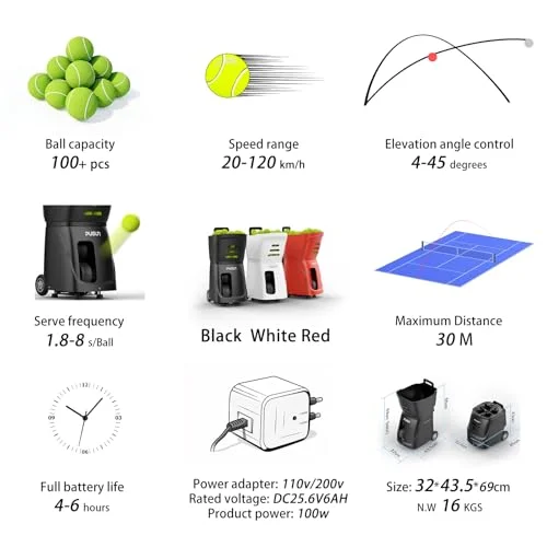 PT Smart Tennis Ball Machine – APP-Controlled Personal Coach for Every Skill Level