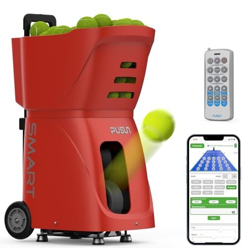 PT-Smart Tennis Ball Machine, Professional Automatic Tennis Server with APP Control, 12 Training Modes & Custom Programming - Portable Tennis... Buy PT-Smart Tennis Ball Machine