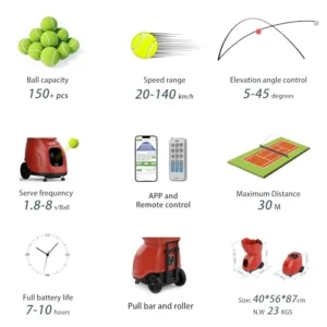PT-9001 Tennis Ball Machine 140kmh 150 Ball APP Remote - Image 4