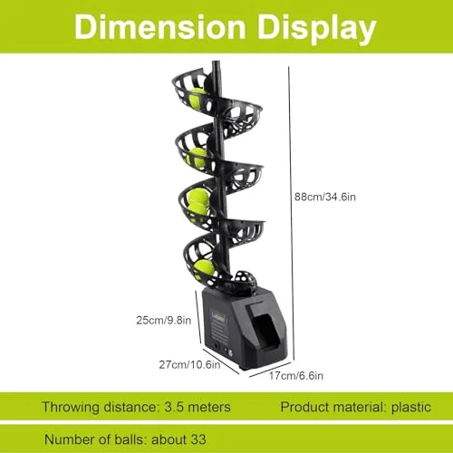 Buy Portable Tennis Ball Thrower – Plug-In Automatic Serving Machine, 33 Ball Capacity