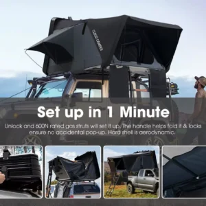 Cloud Camper Kalbarri Z 4-Person Hard Shell Roof-top tent for 4WD Camping (With Solar Panel Bracket, Mattress and Ladder) - Image 4